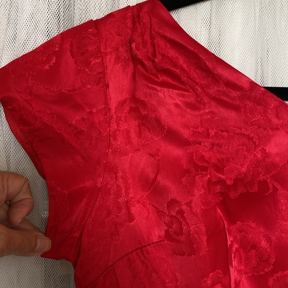 Vintage 50’s red brocade satin dress by Prestige Formal, holiday parties! Large - Picture 15 of 17